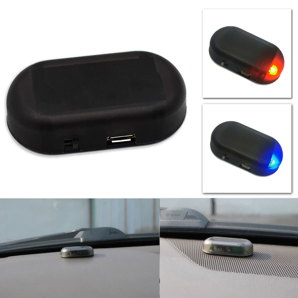 

Фальшивый светодиодный автомобильный фонарь безопасности, мигающая имитация лампы с питанием от солнечной батареи, манекен, сигнализация, ...