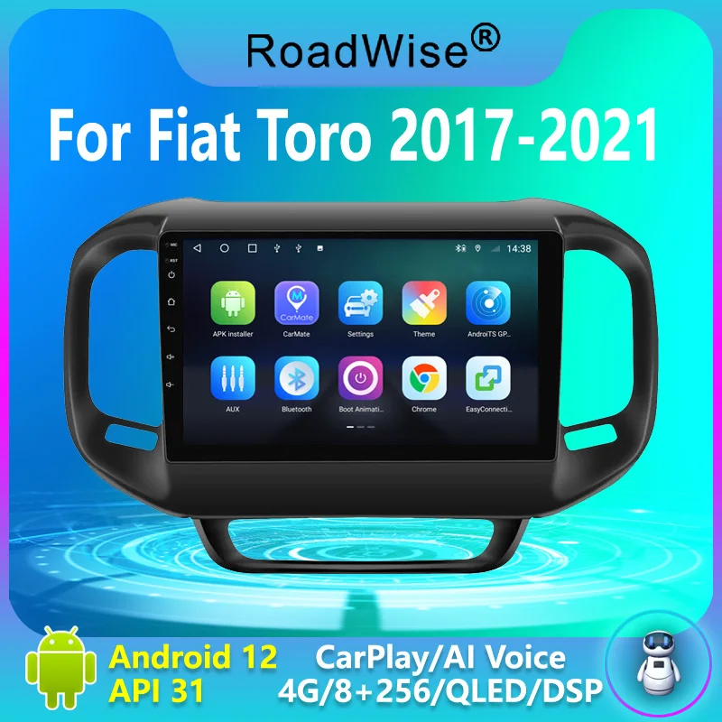 

Roadwise 8+256 Android 12 Car Radio For Fiat Toro 2017 2018 2019 2020 2021 Multimedia 4G Wifi GPS DSP DVD 2 Din Carplay Stereo