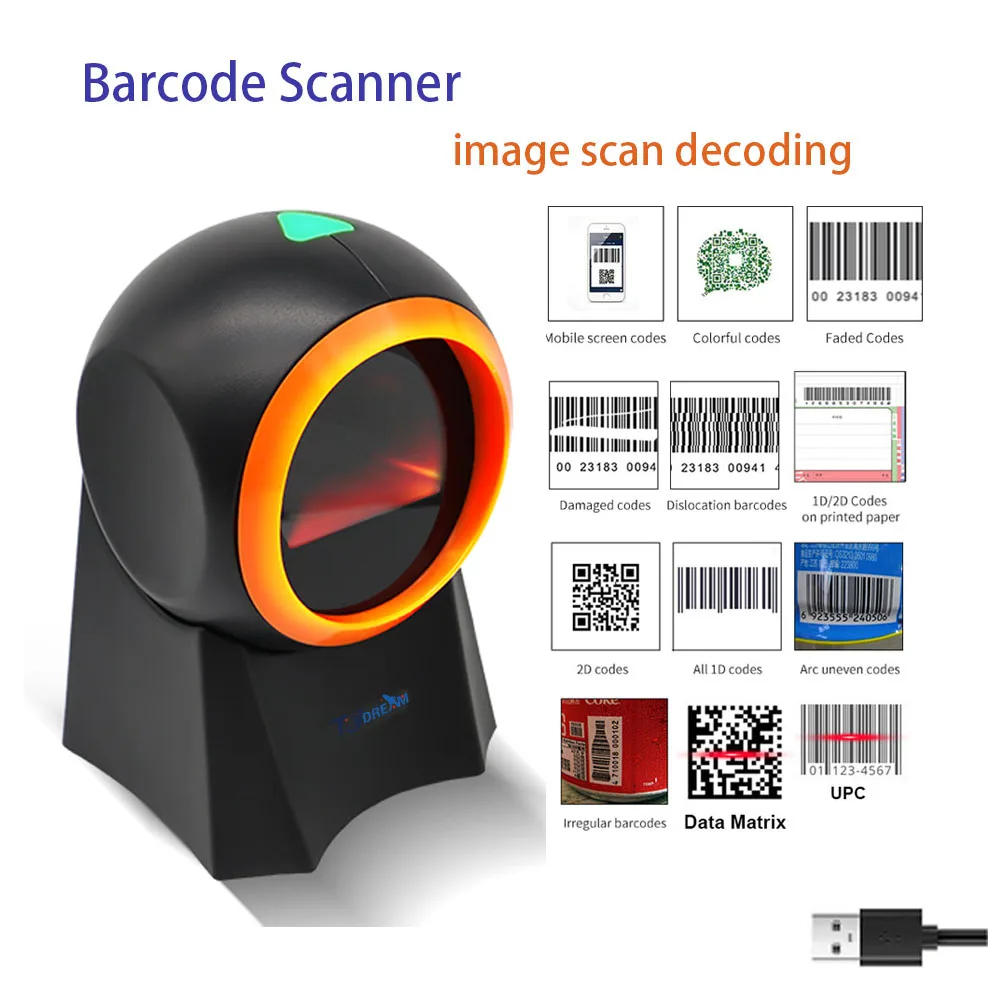

2D сканер штрих-кода, многонаправленный настольный автоматический 1D 2D QR-код, Data Matrix PDF417, считыватель Usb для оплаты супермаркетов, магазинов
