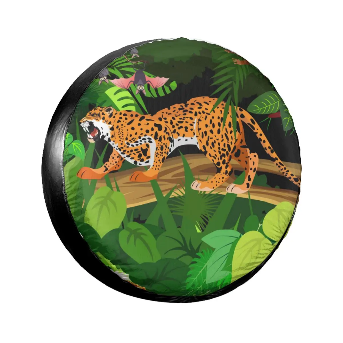 

Spare Wheel Tire Cover Case Pouch Protector Growling Leopard Jumping On Tree Trunk Car Tyres for Jeep Hummer 14 /15/16/17 Inch