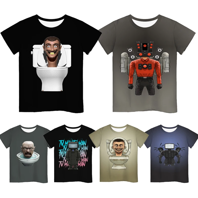 Футболка Skibidi унитаз для детей шорты с камерой мальчиков и девочек детская летняя