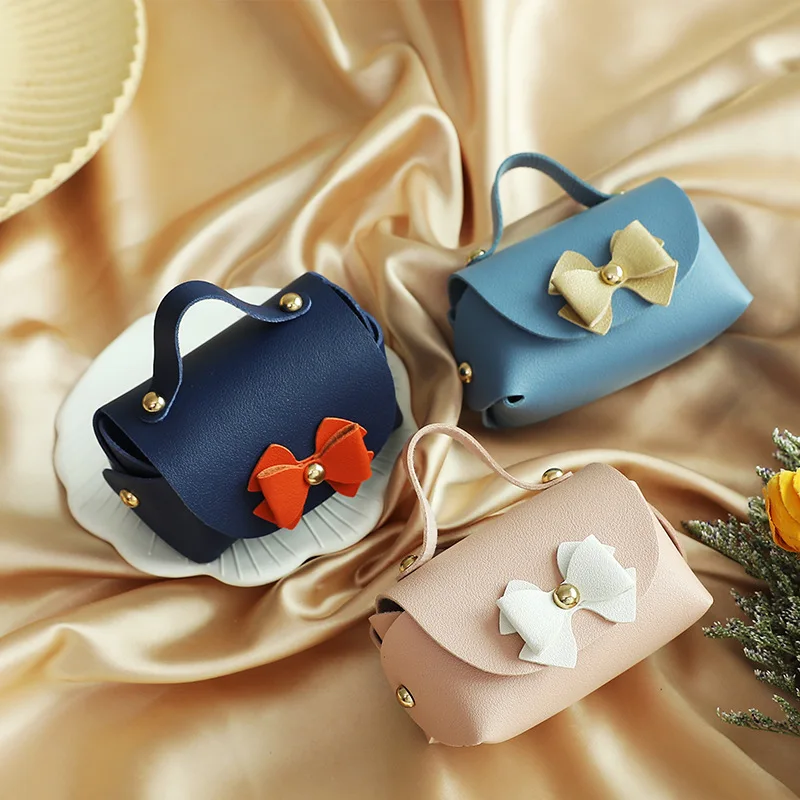 

10/20/50pcs gift bag small bow wedding party decoration bag candy bag biscuit gift bag leather portable design bag easy to carry
