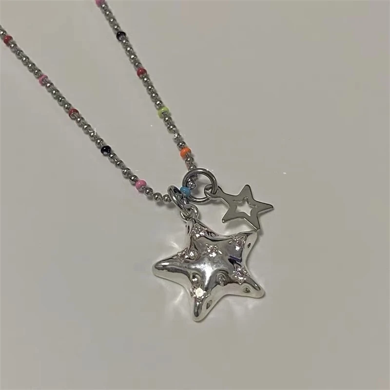 

NEW Kpop Vintage Goth Y2K Crystal Star Pendant Chain Necklace For Women Egirl Punk Grunge Collares Aesthetic Jewelry Accessories