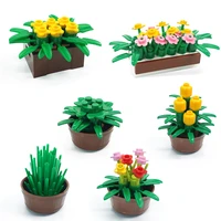 plant moc building blocks parts miniature tree bonsai bricks kits toys flower stand castle church scene diy decoration