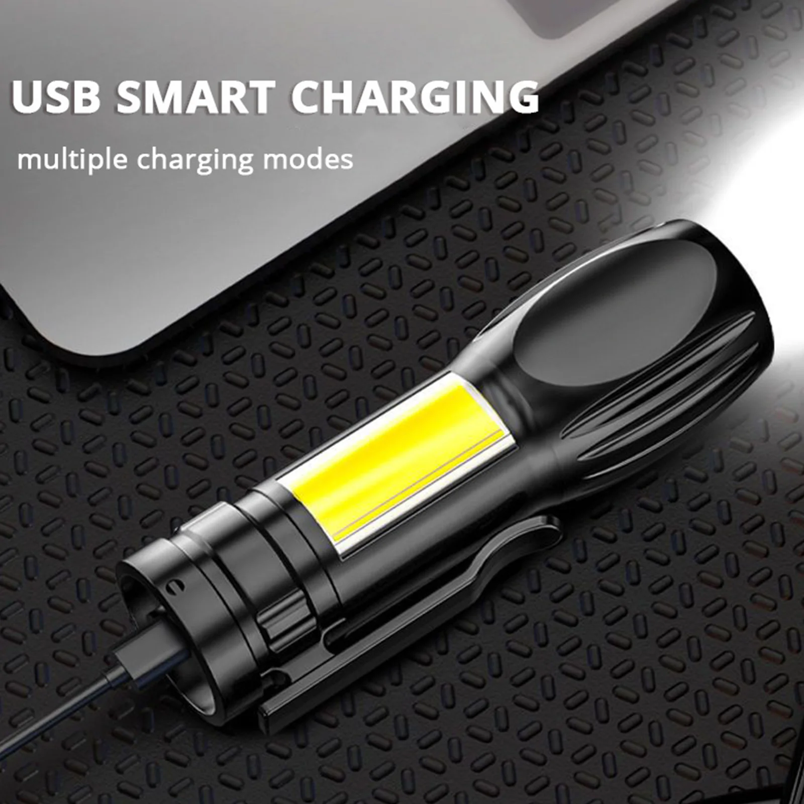 

USB COB Side Light Multifunctional Rechargeable Camp Lights Super Bright Home LED Flashlights Zoom Handheld for Hiking