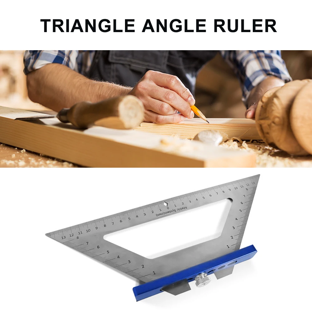 

140mm Triangle Angle Ruler Speed Angle Protractor Measuring Tools Aluminum Alloy Woodworking Measurement Guide Rulers