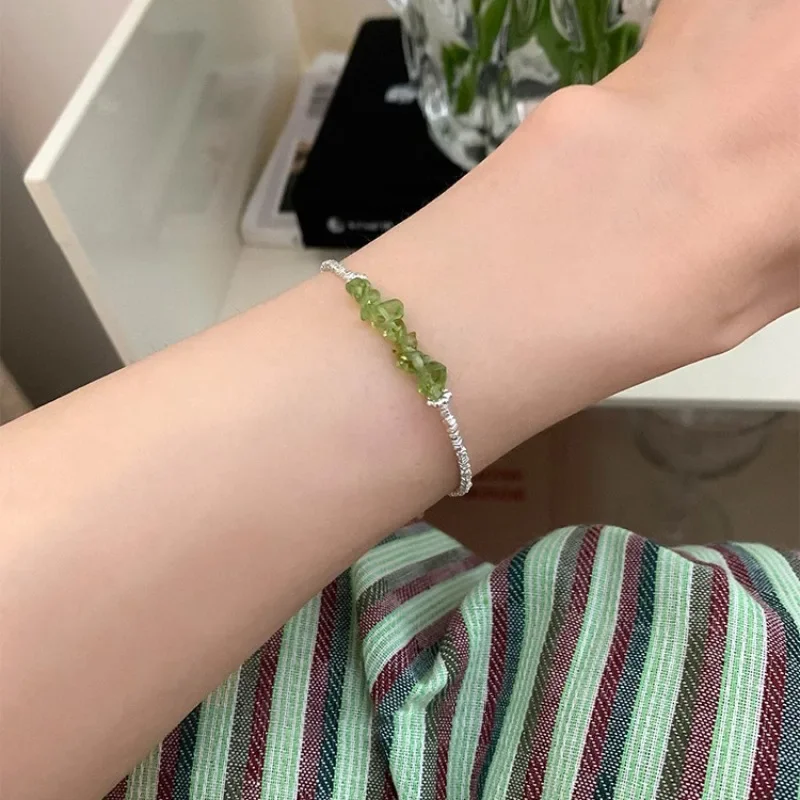 Sweetolive зеленый оливковый браслет с цирконом женский простой элегантный