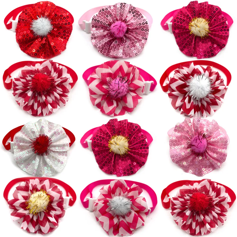 

50/100pcs Cute Small Dog Cat Bowties Collar Plush Ball Bow Tie Valentine's Day Dog Bows Accessories Pet Cat Grooming Supplies