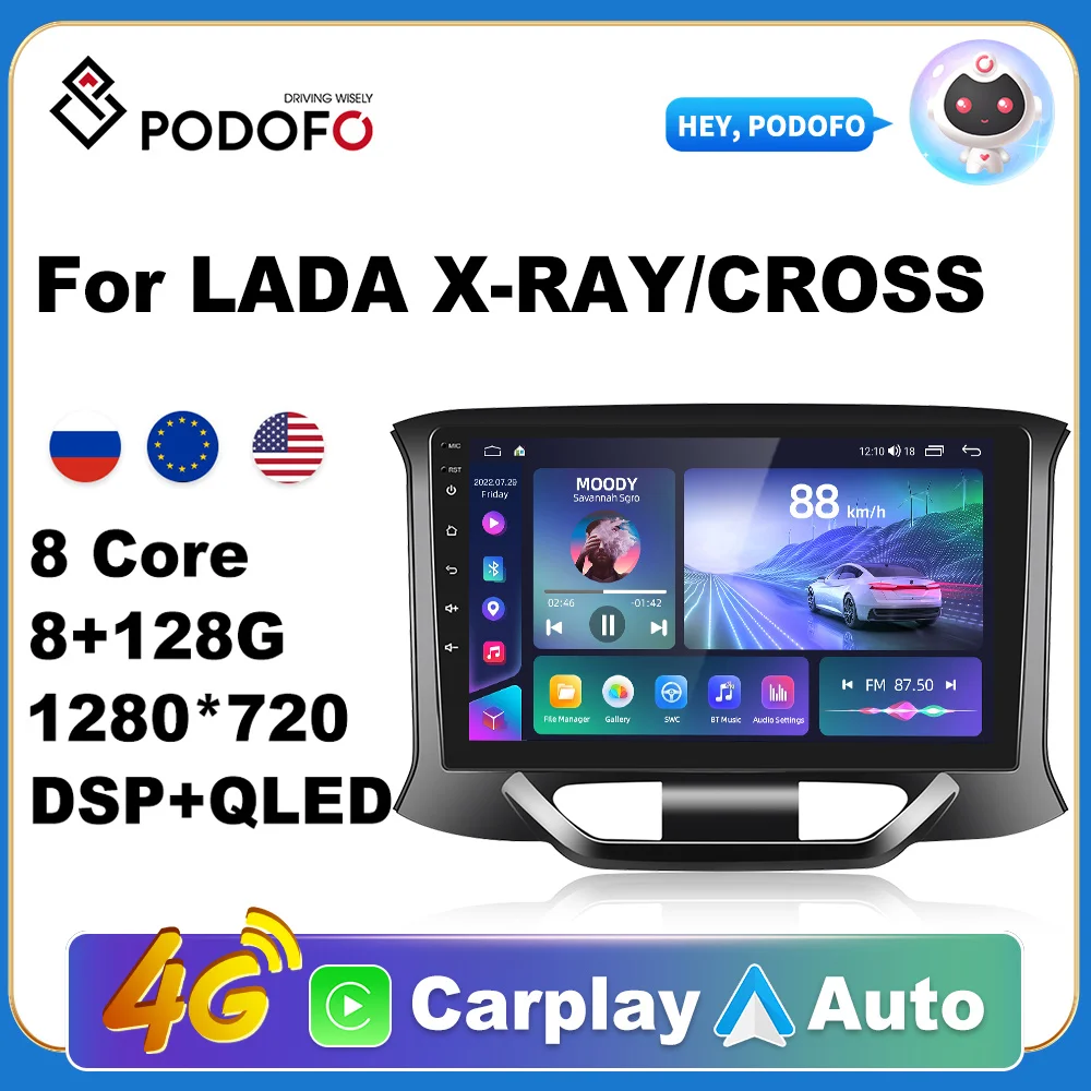Podofo Android 11 автомобильное радио для LADA X Ray Xray Cross мультимедийный плеер 2 Din навигация GPS Carplay Авторадио Стерео DVD Podofo Android 11 автомобильное радио для LADA X Ray Xray Cross мультимедийный плеер 2 Din навигация GPS Carplay Авторадио Стерео DVD