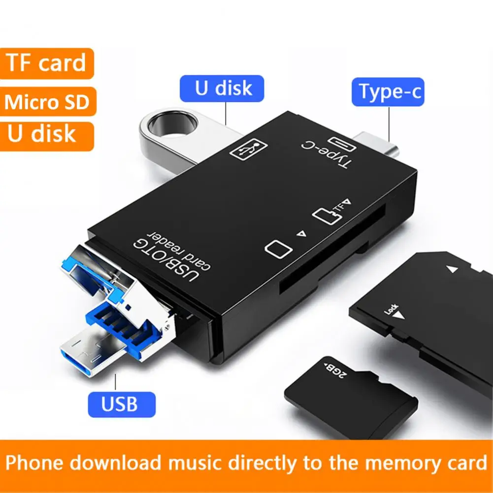 2022 New High Quality USB Type-C TF-SD Card Reader OTG Adapter Mini USB 3.0 Card Reader 6 In 1 For Multifunctional Laptop