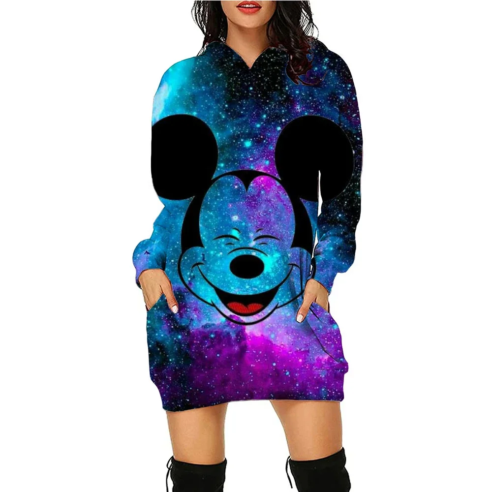 Платья с длинными рукавами элегантное женское платье рисунком Минни Маус 2024