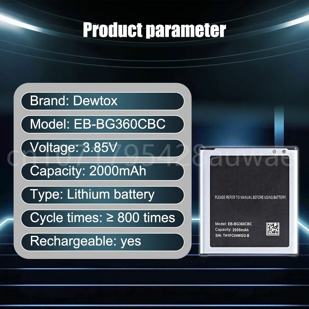 Оригинальный аккумулятор EB-BG360CBC EB-BG360CBE /CBU/CBZ EB-BG360BBE 2000 мАч для Samsung Galaxy CORE Prime G3606 G3608