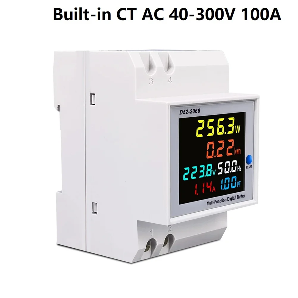 

6IN1 Din Rail AC Monitor 110V 220V 380V 100A Voltage Current Power Factor Active KWH Electric Energy Frequency Meter VOLT AMP