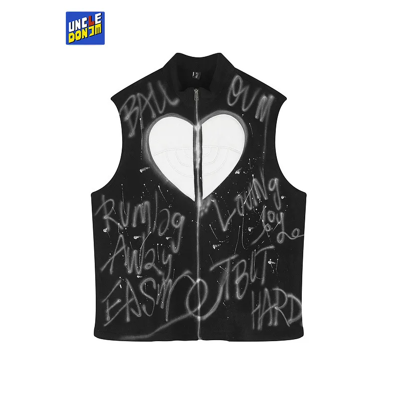 

Graffiti Vest Men Winter Jacket Mens Clothing Techwear Painted Men Vests Street Wear Turtleneck Men Jacket Dropship