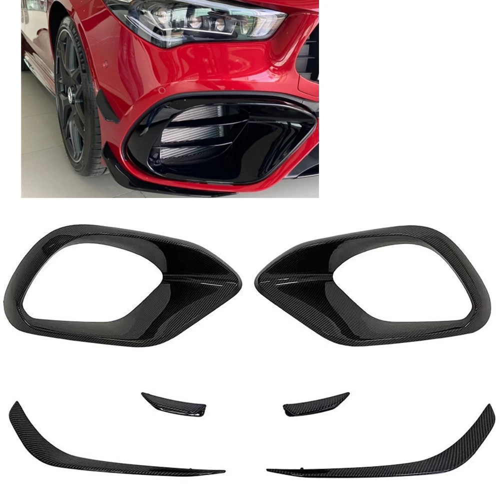 

For Mercedes Benz CLA W118 C118 AMG CLA45 2020-2022 Car Front Bumper Side Hood Fog Lamp Light Cover Spoiler Air Vent Frame Trim