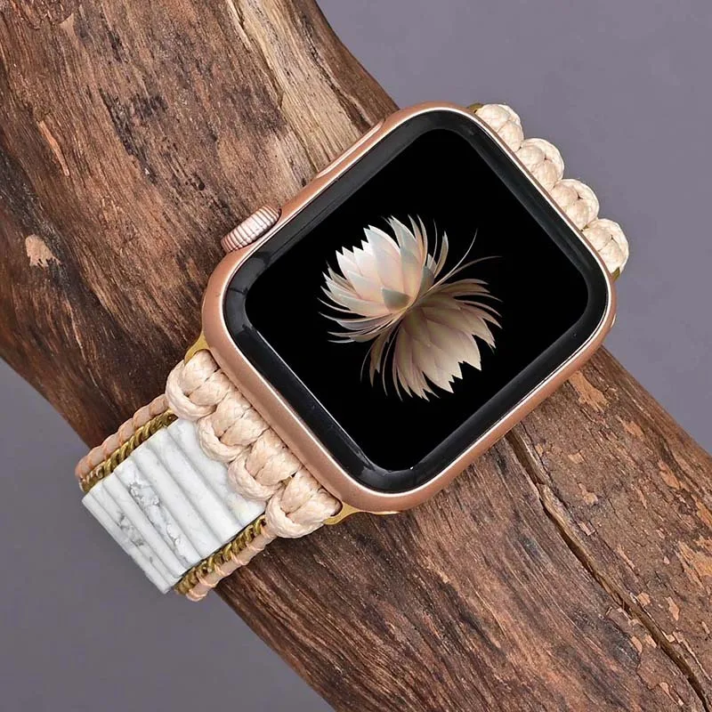 Boho Handgemachte Healing Kristall Natürliche Stein Armband armband für Frauen Schutz Balance Smartwatch Band für Apple Uhr