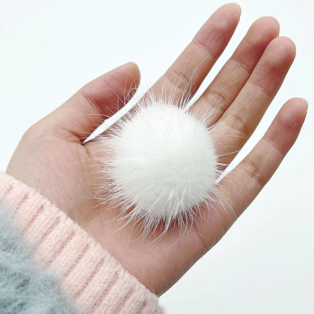 4.5см Красочный меховой помпон из норки для пришивания на вязаный брелок, шарф, обувь, шапки, ювелирные изделия, рукоделие и аксессуары.