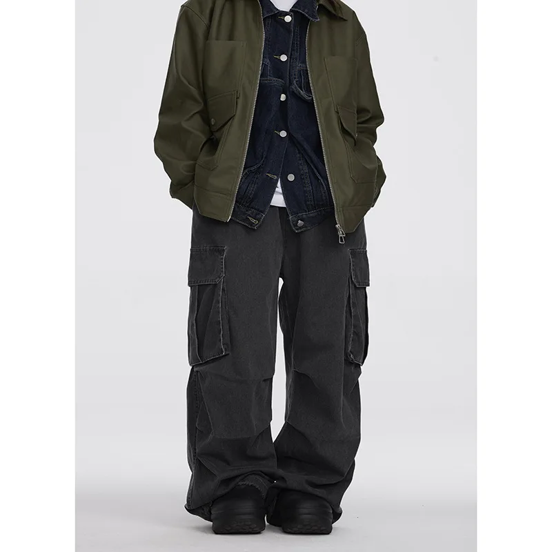 

Новинка весна-осень 2023, модные брендовые качественные Повседневные Классические мешковатые брюки, свободные брюки-карго со множеством карманов, мужские комбинезоны