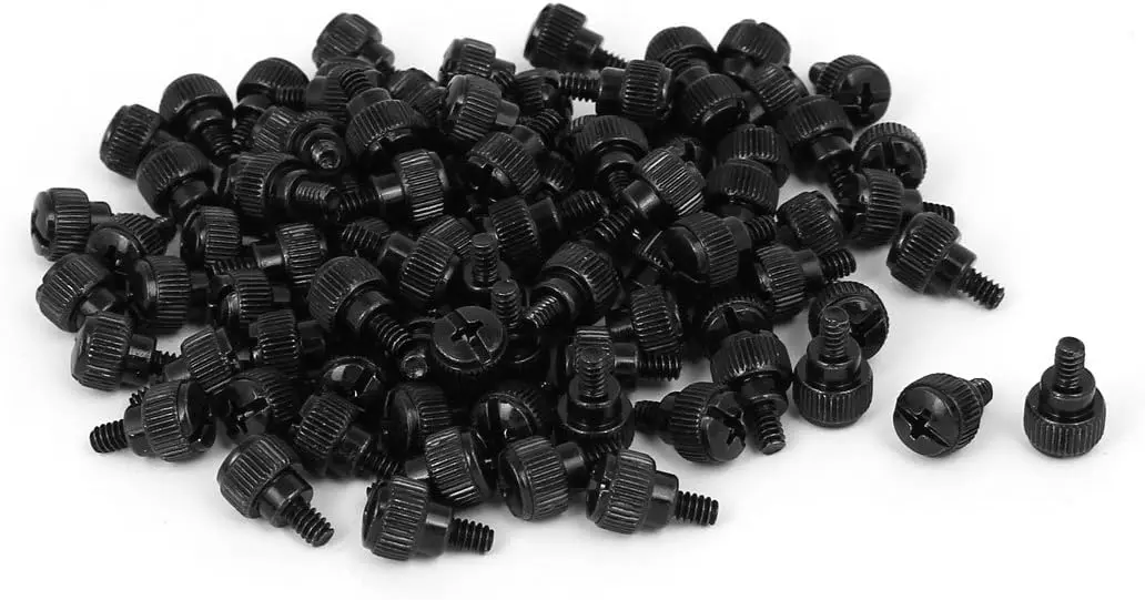 

Computer PC Case 6-32 Black Zinc Plated Knurled Phillips Head Thumb Screw 100pcs