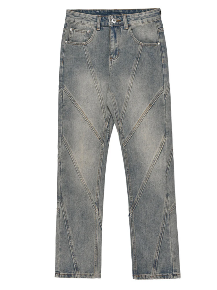 Men's Wear Spring New Denim Trousers Ground Straight Pants Fashion American High Street Wide Leg Jeans Vintage Y2k Men’s Jeans