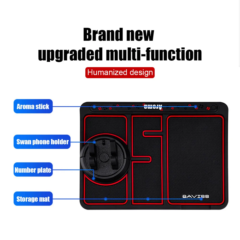 Car Anti-Slip Mat 4 In 1 Auto Phone Holder Non Slip Sticky Anti Slide Dash Mount Parking Number Card Pad Gadget | Автомобили и