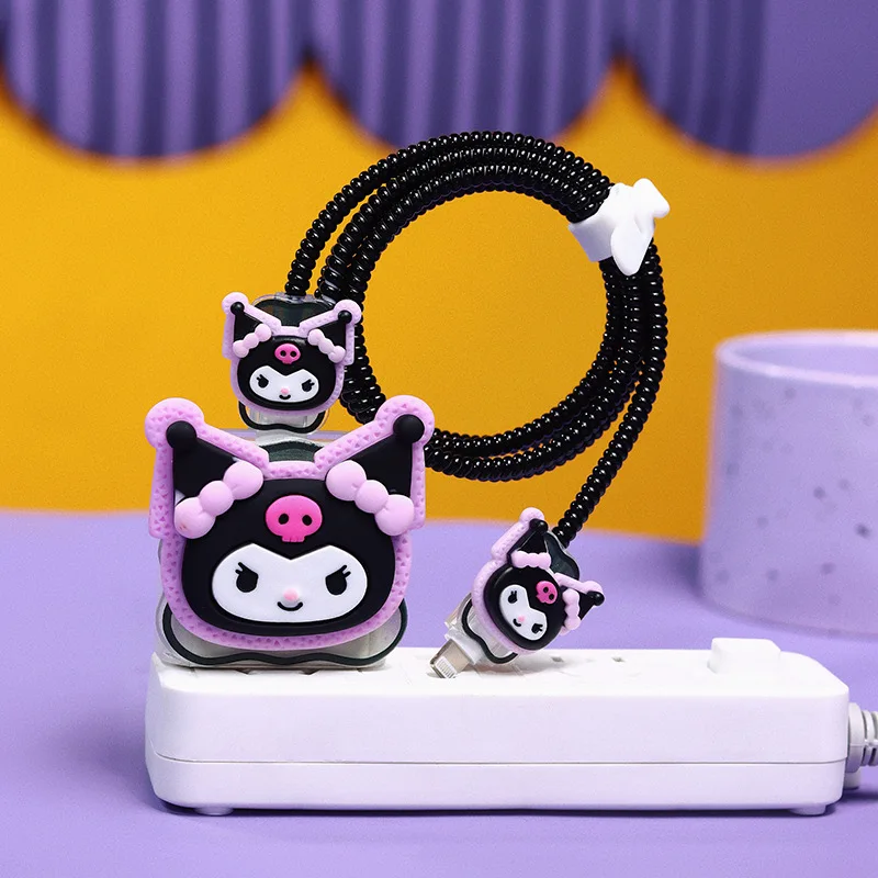 

Sanrio Kulomi Anime Anti-Breaking Apple Data Cable Protective Case Mobile Phone 18/20W Charger Winding Rope Decoration Gift