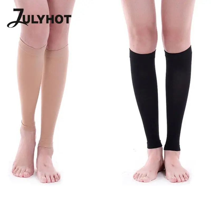 

High Quality Men Women Elastic Stretch Compression Socks Toe Open Leg Support Stocking Knee High Yoga Socks