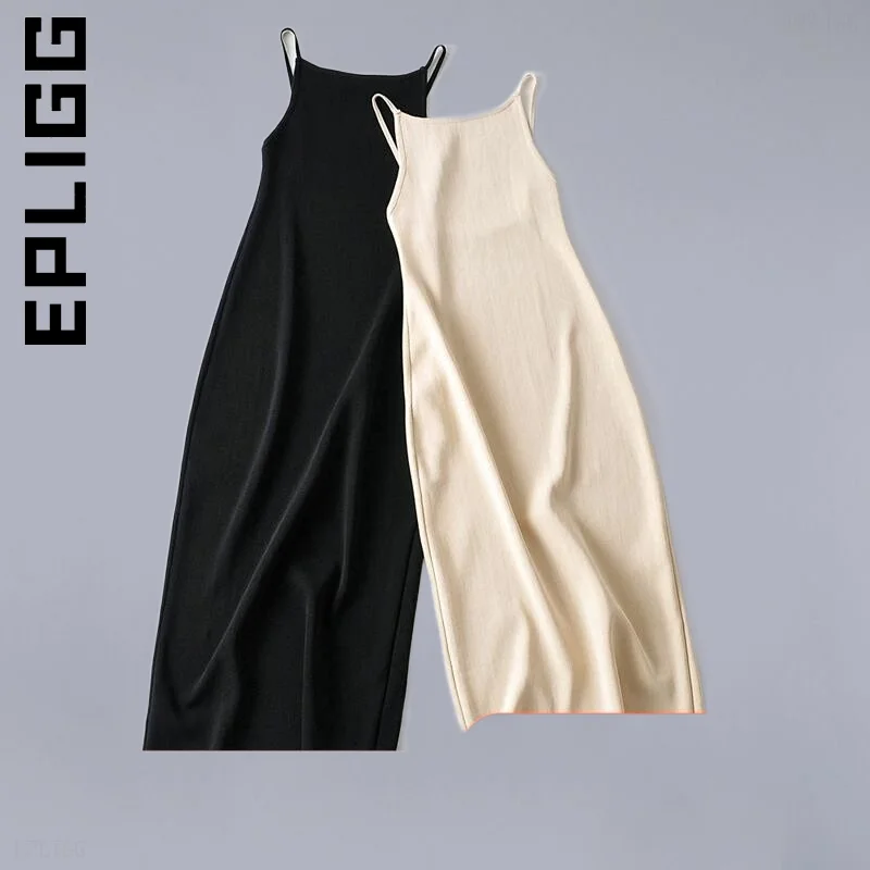 

Epligg Dress Women New Temperament Sleeveless O Neck Ladies Midi Dress Simple Vintage Female Woman Clothes Vestidos