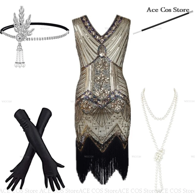 Дейзи Косплей Ретро Винтаж Ревущие 20-х 1920-х годов Платье-хлопушка Костюм Наряды