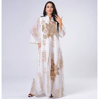 ladies robe dubai arabian long sleeve dress slim women gold sequin embroidered loose muslim long skirt spring african clothing