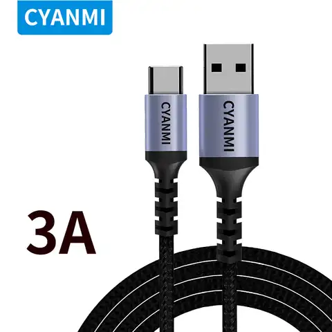 USB Type C кабель Cyanmi, зарядный кабель для Samsung S10 S9, Huawei P30, Xiaomi, быстрая зарядка 3.0