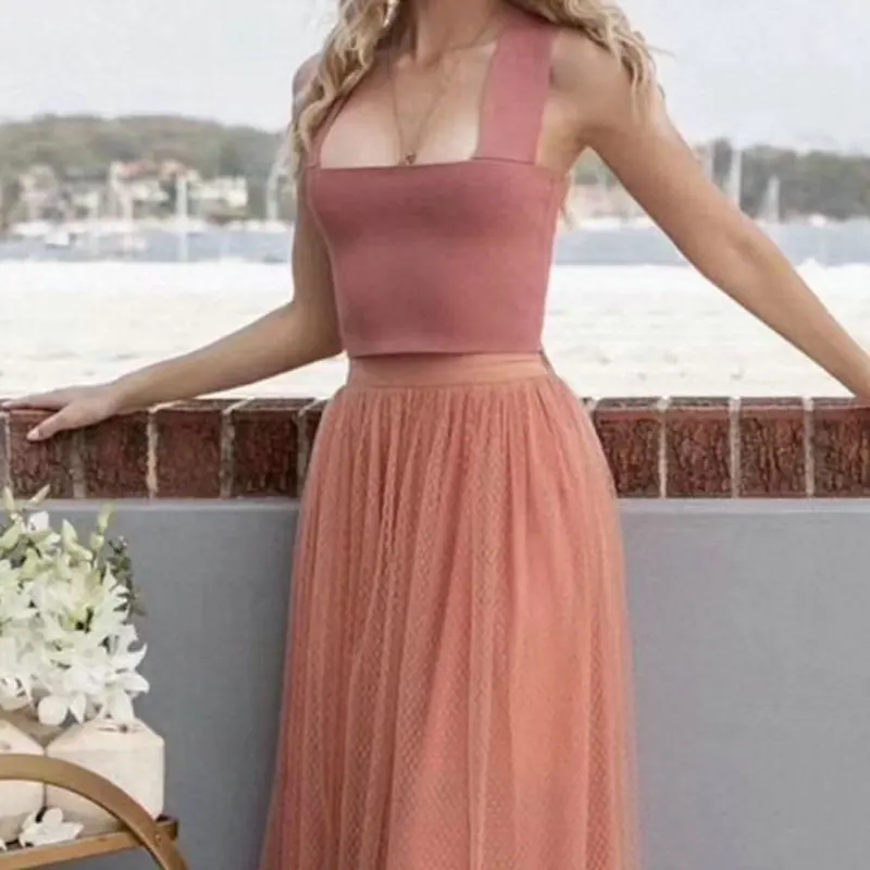 

Women knitted camisole tops casual fashion short tank tops square collar slim all match lady sling tops