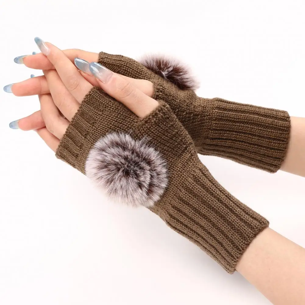 

Женские перчатки, плюшевые акриловые перчатки с шариками, женские вязаные Утепленные перчатки для рук и запястья, моющиеся Зимние перчатки ...