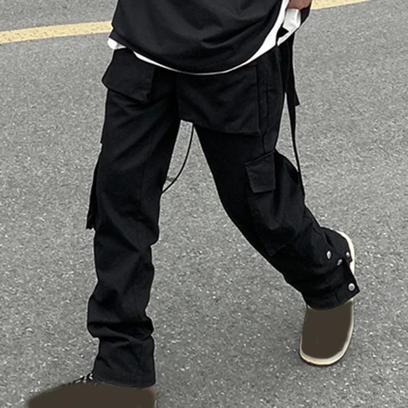 

Y2k Black Casual Streetwear Korean Techwear Cargo Pants Men Overalls Low Waist Joggers Pants Alt Loose Sweatpants Clothes