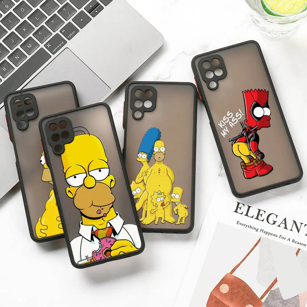 

Cartoon The-Simpsons-Familys Coque For Samsung A50 A30 S A20 A70 A7 Cover Galaxy Note 20 Ultra M30s M21 M32 M51 Matte Clear Case