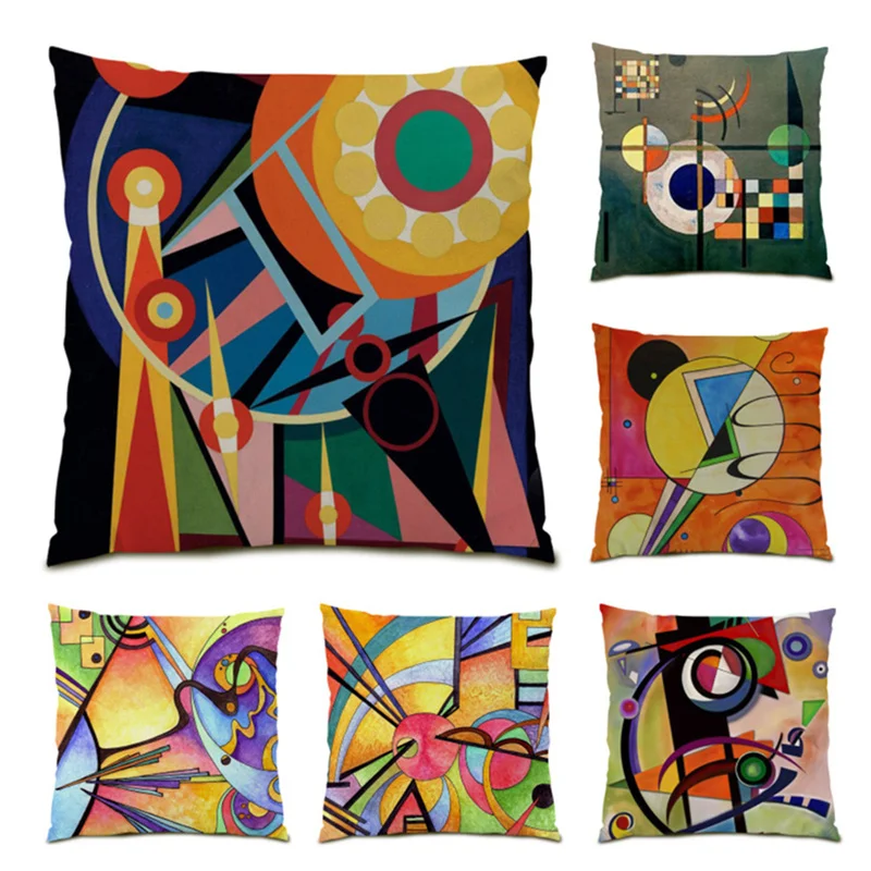

Cushion Covers 45x45 Living Room Decoration Modern Velvet Pillowcases Polyester Linen Abstract Geometry Artistic Pattern E0579