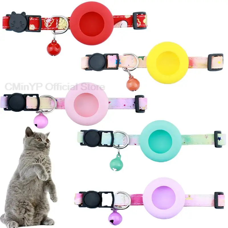 

1PC Pet Cat Collar With Airtag Silicone Protective Case Pet Collar with Bell For Dog Puppy Kittens Anti Losting Pet Accessories