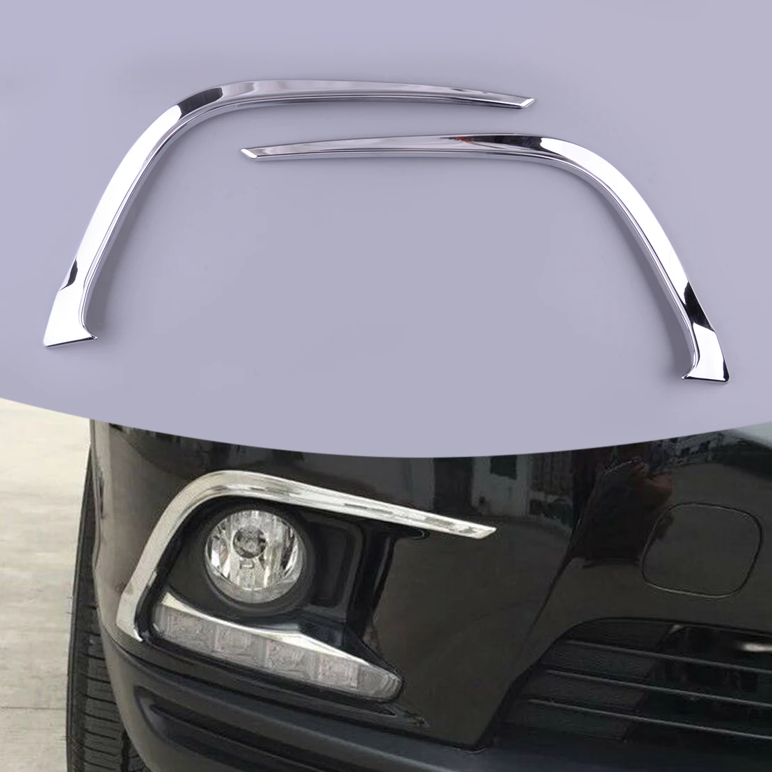 

2Pcs Front Bumper Fog Light Lamp Eyebrow Cover Trim Decor Fit For Toyota Highlander 2016 2015 2014 Chrome Silver