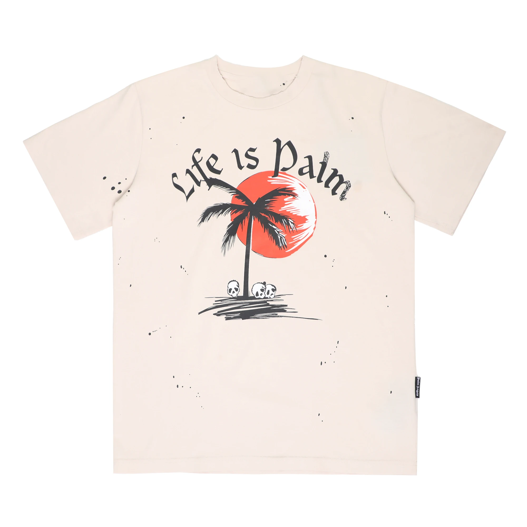 

New ANGELS Coconut Tree Graffiti Style Stripe Print MenT-shirt Summer Cotton Loose Casual Shirt Big Size S-XL 2223#