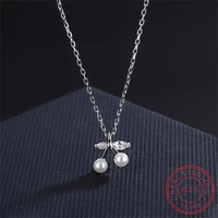 s999 sterling silver necklace cherry pendant necklace for women temperament pearl clavicle chain light luxury jewelry gift