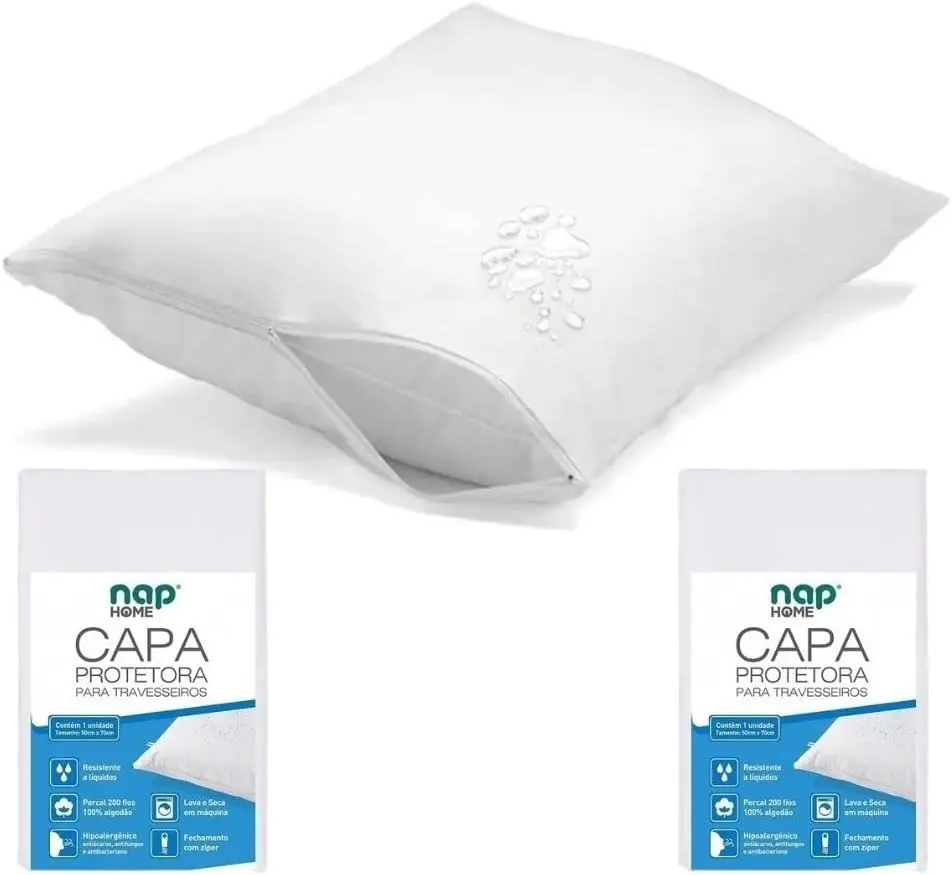 

Kit 2 Waterproof Pillow Cover 100% Cotton Anti-mites