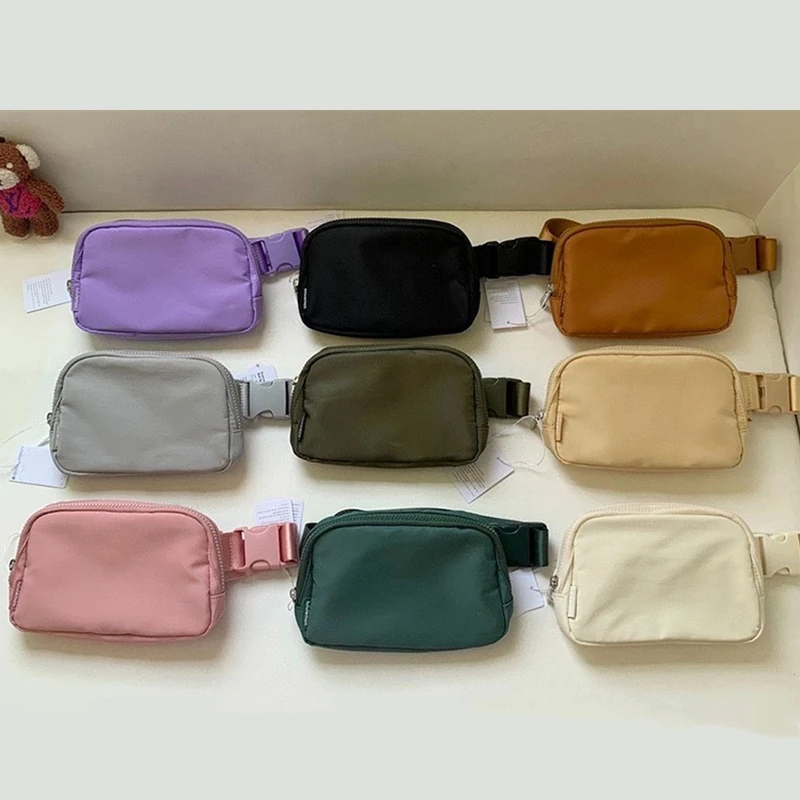 Lulu Sports Belt Bag Women Fanny Pack Outdoor Sports Waist Bag Fitness Crossbody Chest Pack Leisure Pouch Zip Oxford Bum Bags
