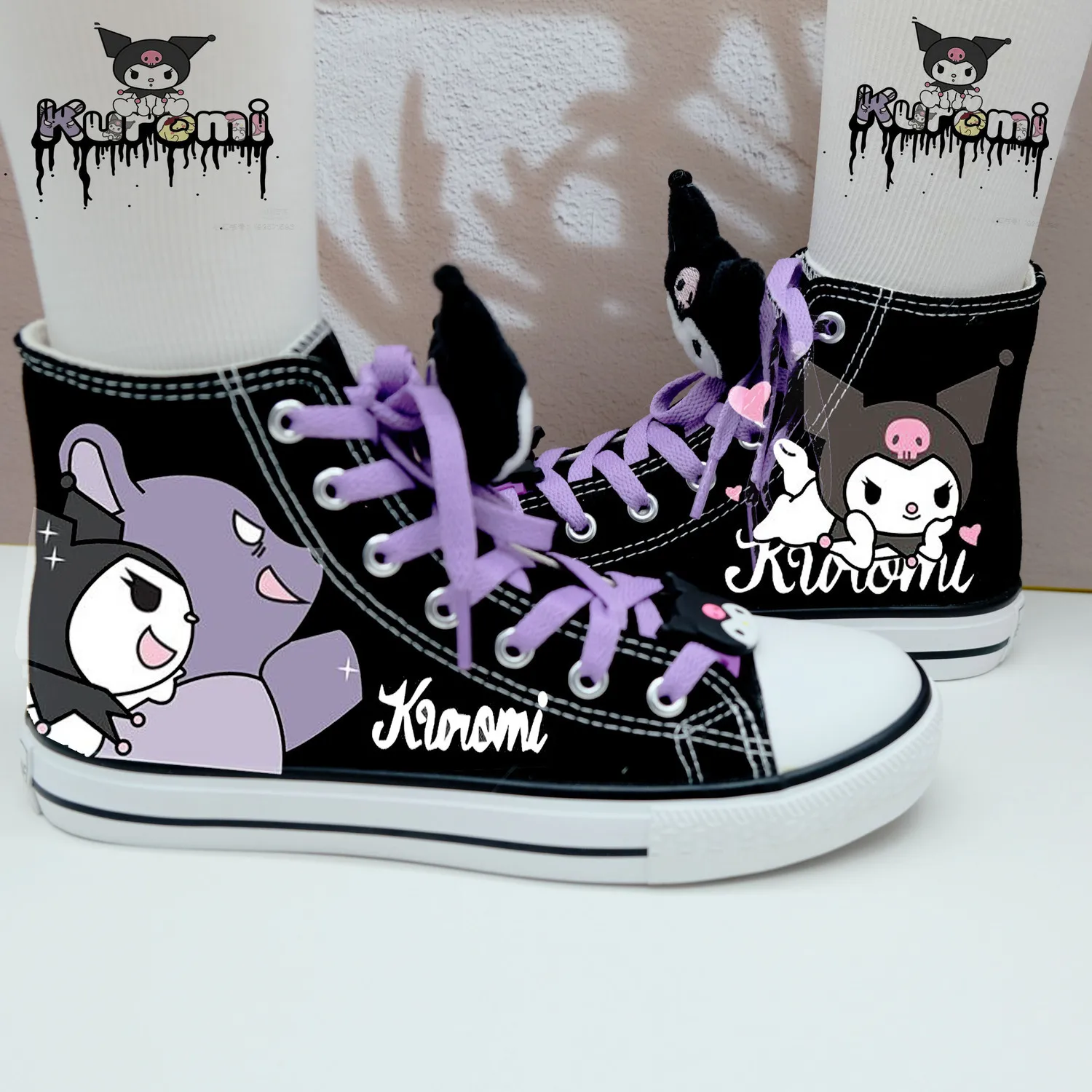 

Sanrios Anime Kawaii My Melody Kuromi Cinnamoroll Gao Bang Canvas Shoes New Girls Leisure Soft Sole Cricket Shoes kids Gifts