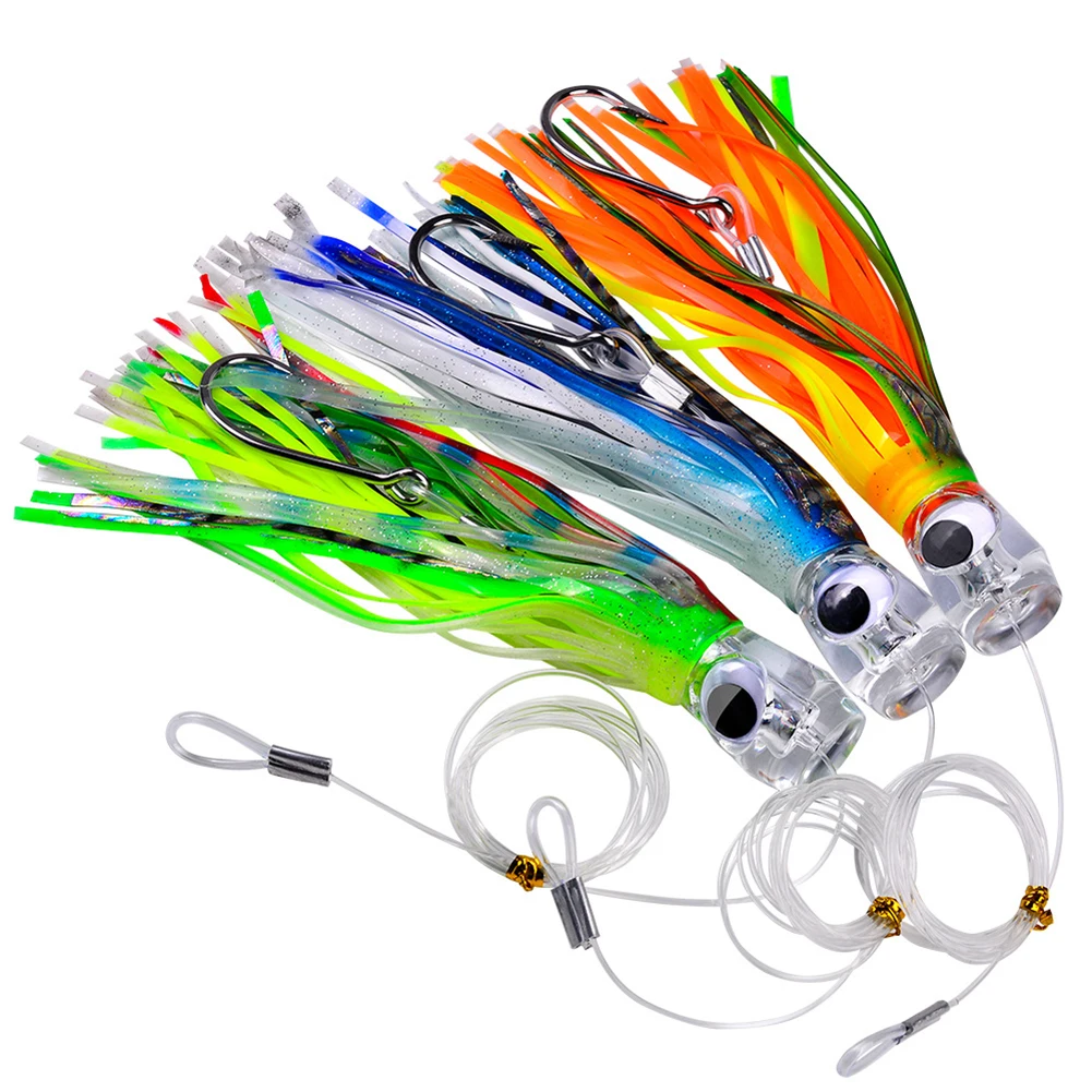 

Octopus Skirt Lures Saltwater Fishing Lures Squid Lure Bass Lures With Hook Line 23cm Deep Sea Seawater Fishing Lure Head Skirt