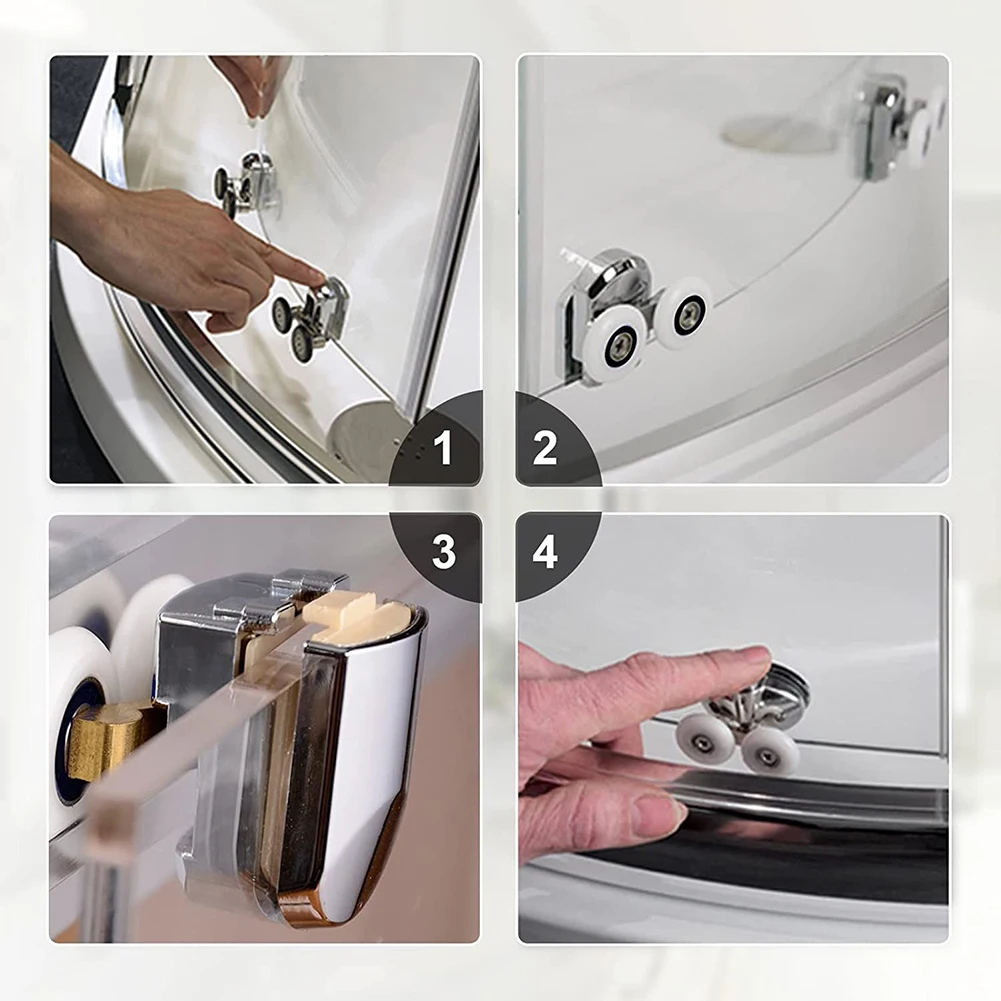 

4Pcs Shower Screen Door Rollers Zinc Alloy Runners Wheels Twin Top Replacement Home Garden Improvement Plumbing Fixture