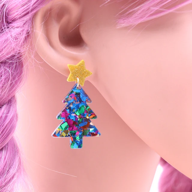 Christmas tree TRENDY Acrylic earrings Jewelry for women 3