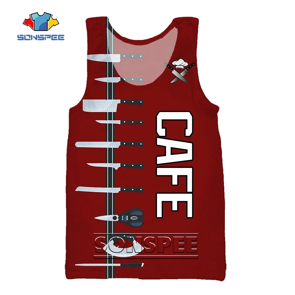 

Майка в стиле хип-хоп с 3D принтом, топ без рукавов для шеф-повара, кухни, столовых приборов, занятий спортом, фитнесом, бодибилдингом