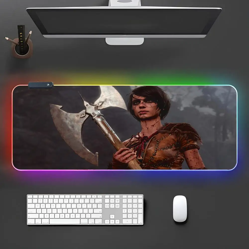 Game B-Baldurs Gate MINISO Коврик для мыши RGB Резиновый большой коврик клавиатуры ноутбука