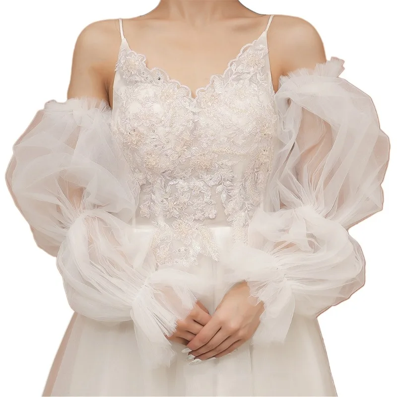 

White Black Red Detachable Sleeves Wedding Arm Cover Decorate Skin-friendly Long Sleeves Puff Sleeve Photoshoot Decor for Woman