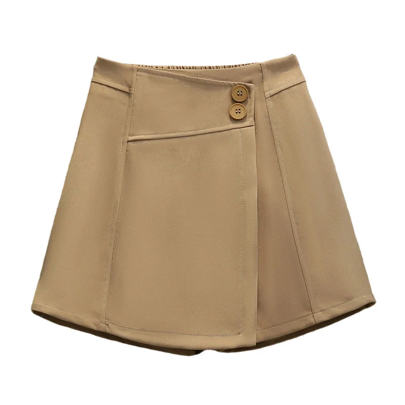 

Oversize Suit Wide Leg Shorts Skirts Female Summer Elastic Waist A-line Casual Large Shorts Skirt Fashion Khaki Shorts L-4XL